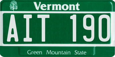 VT license plate AIT190