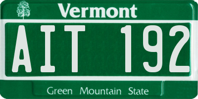 VT license plate AIT192