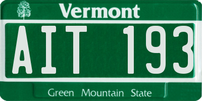 VT license plate AIT193