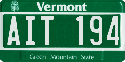VT license plate AIT194