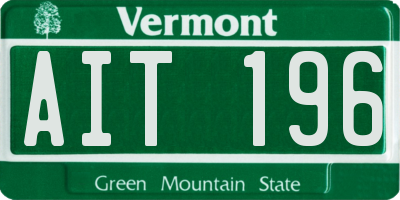VT license plate AIT196