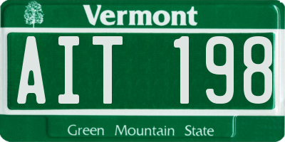 VT license plate AIT198