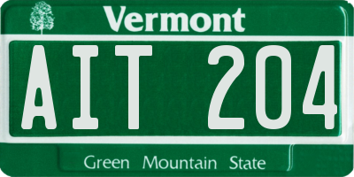 VT license plate AIT204