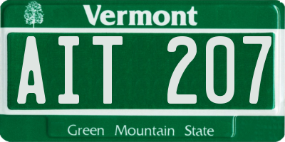 VT license plate AIT207