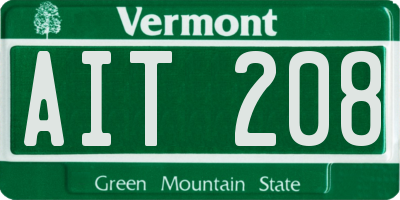 VT license plate AIT208