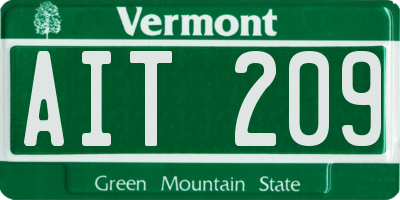 VT license plate AIT209