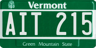 VT license plate AIT215