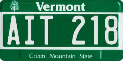 VT license plate AIT218