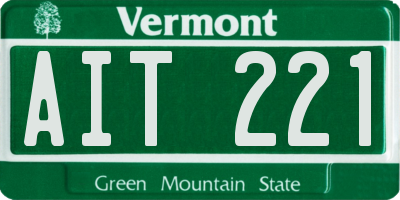 VT license plate AIT221