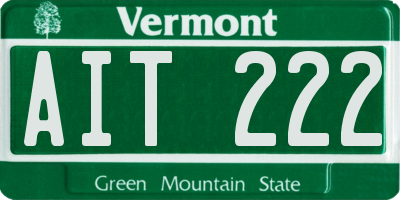 VT license plate AIT222