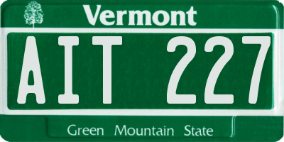 VT license plate AIT227