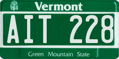 VT license plate AIT228