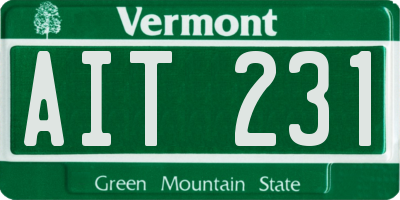 VT license plate AIT231