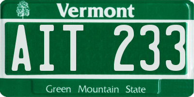 VT license plate AIT233