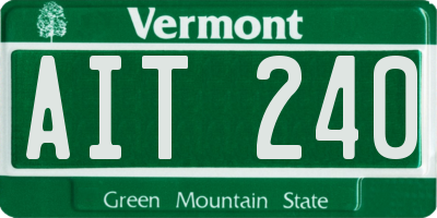 VT license plate AIT240