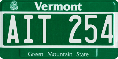 VT license plate AIT254