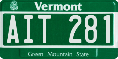 VT license plate AIT281
