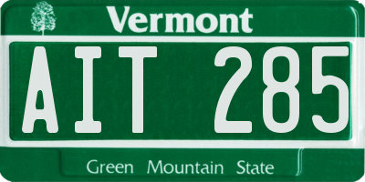 VT license plate AIT285