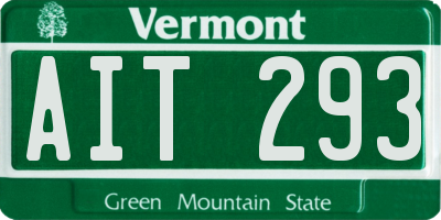 VT license plate AIT293