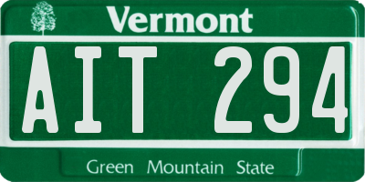 VT license plate AIT294