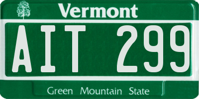 VT license plate AIT299