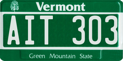 VT license plate AIT303