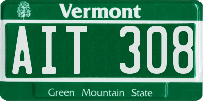 VT license plate AIT308
