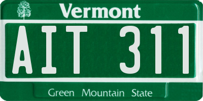 VT license plate AIT311
