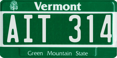 VT license plate AIT314