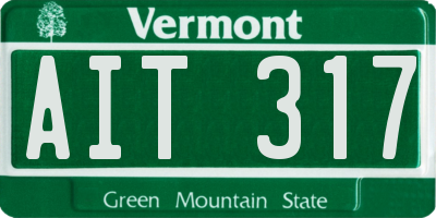 VT license plate AIT317