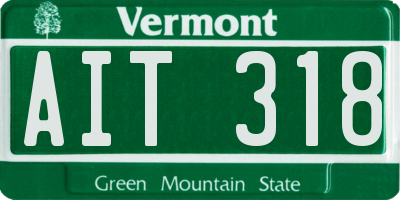 VT license plate AIT318