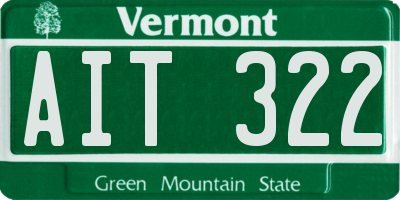 VT license plate AIT322