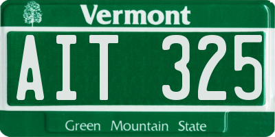 VT license plate AIT325
