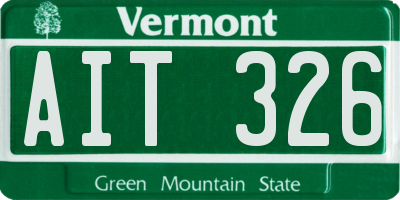 VT license plate AIT326