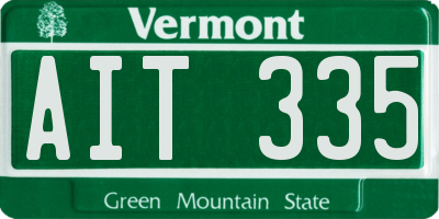 VT license plate AIT335