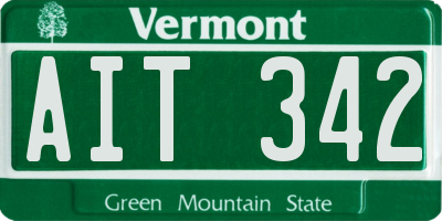 VT license plate AIT342