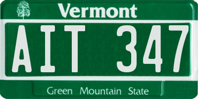 VT license plate AIT347