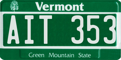 VT license plate AIT353
