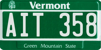 VT license plate AIT358