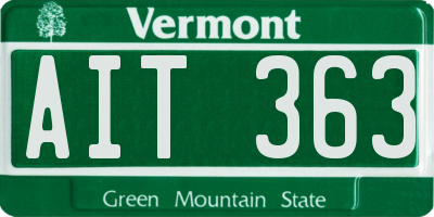 VT license plate AIT363