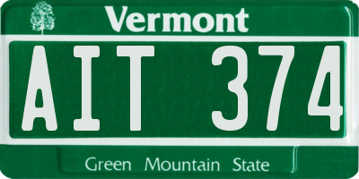 VT license plate AIT374