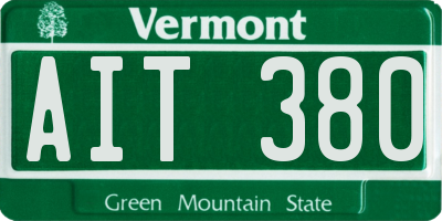 VT license plate AIT380