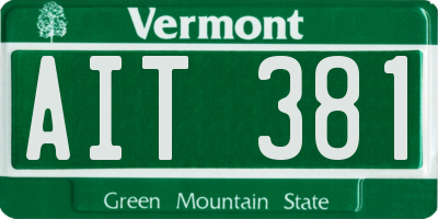 VT license plate AIT381