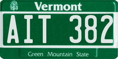 VT license plate AIT382