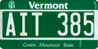 VT license plate AIT385