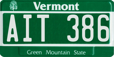 VT license plate AIT386