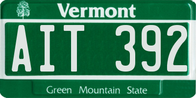 VT license plate AIT392