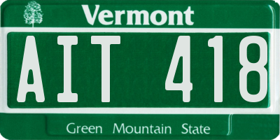 VT license plate AIT418