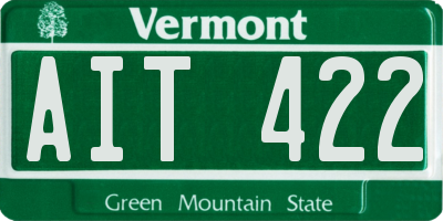 VT license plate AIT422