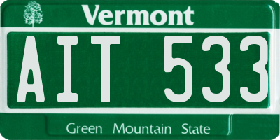 VT license plate AIT533